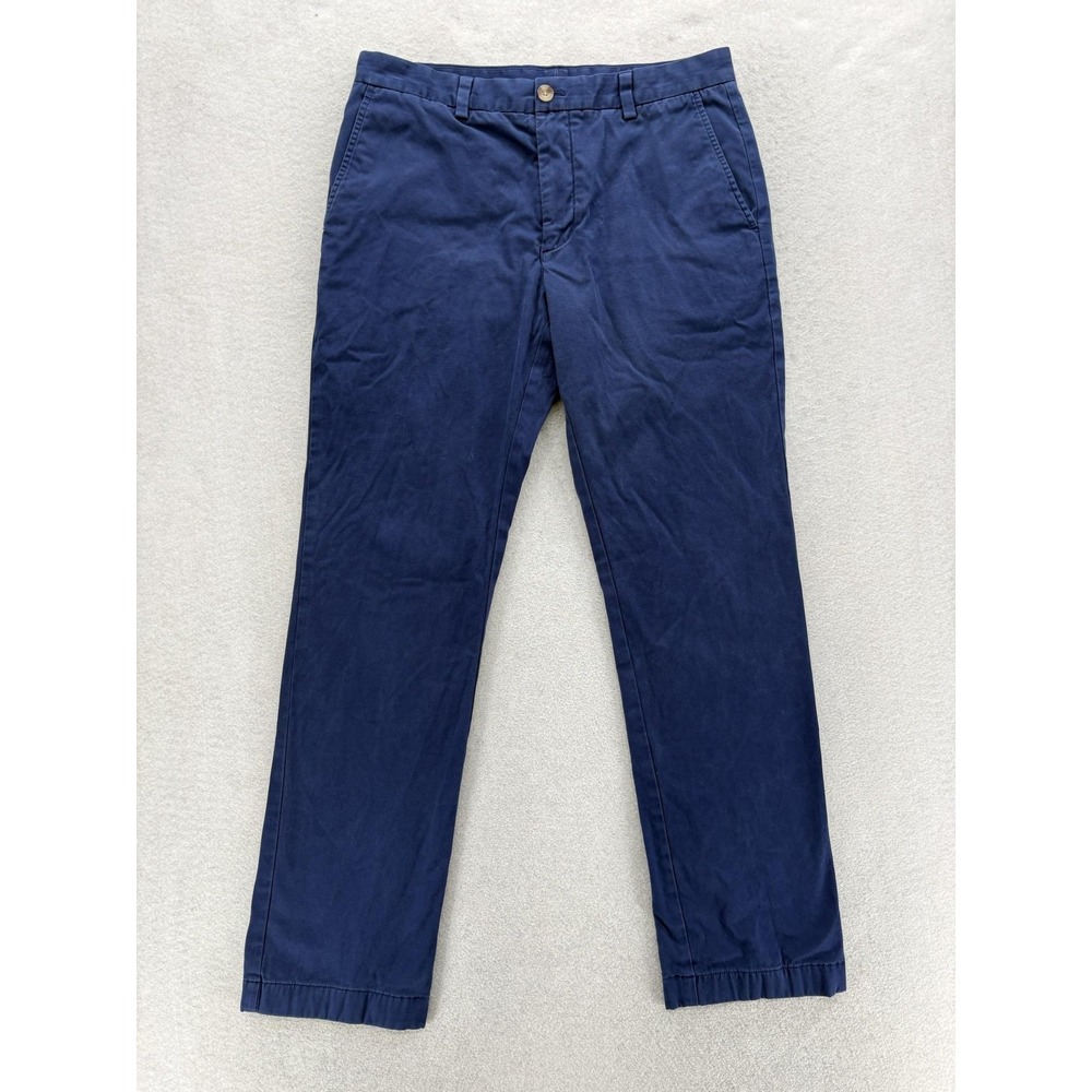 Vineyard Vines Breaker Chino Pants Mens 32x32 Blue Flannel Lined Stretch Casual